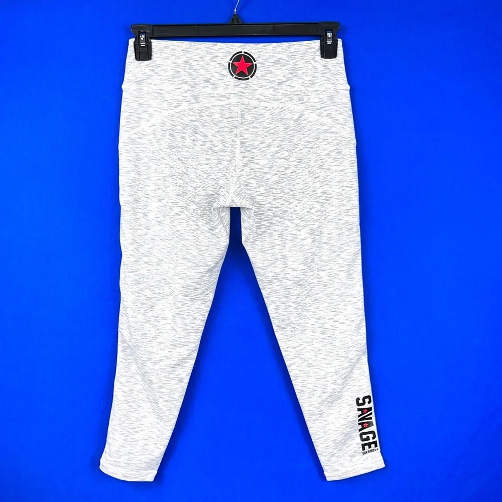 🚫SOLD! 🏋🏻‍♀️•NWOT |•SAVAGE BARBELL•| 🏋🏻‍♀️ Heathered Capri Leggings - Picture 3 of 11